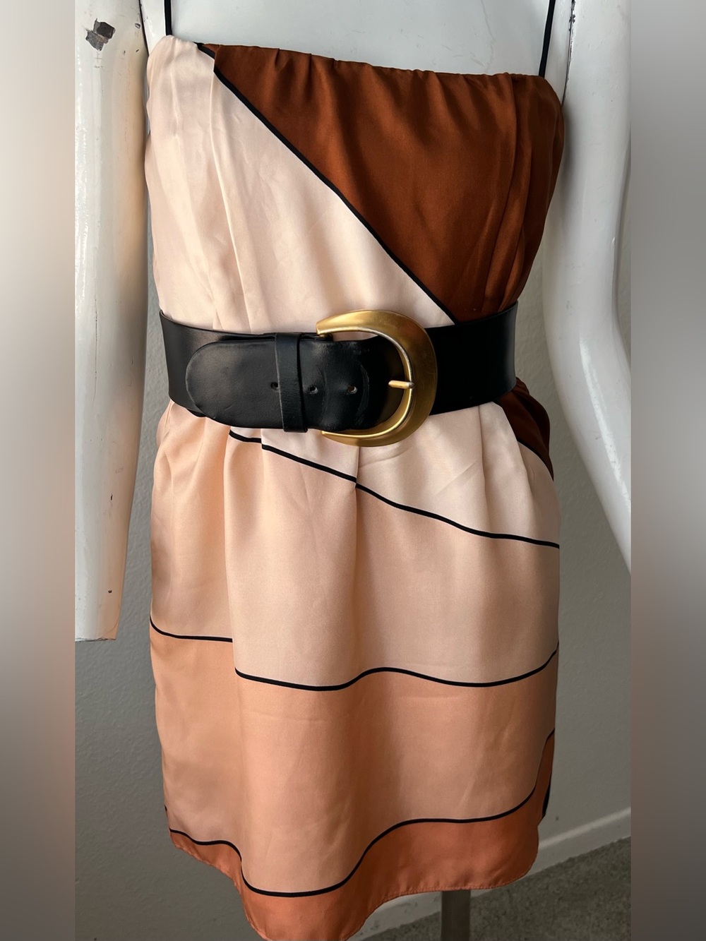 VINTAGE Colorblock Silk Foley + Corinna Dress